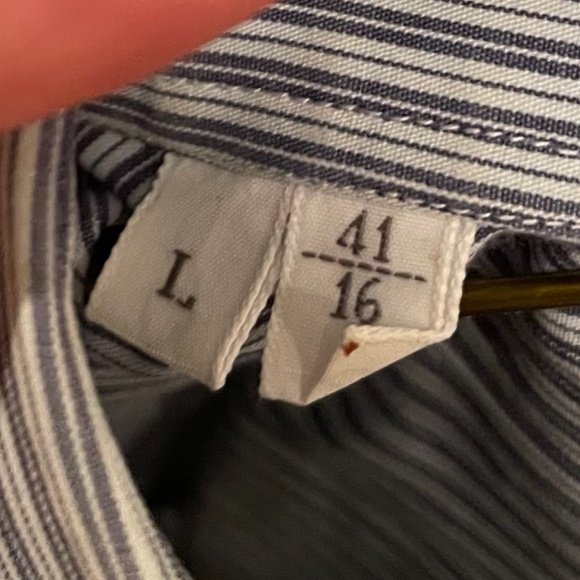 Ermenegildo Zegna Blue and White Dress Shirt L 41/16 - Picture 3 of 3